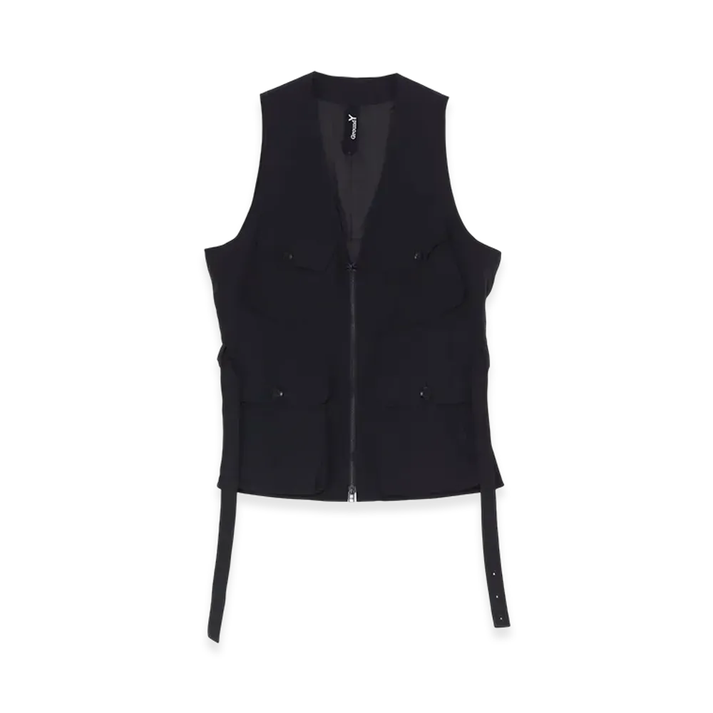 Ground Y Nylon Weather Side Zip Military Vest "Black"