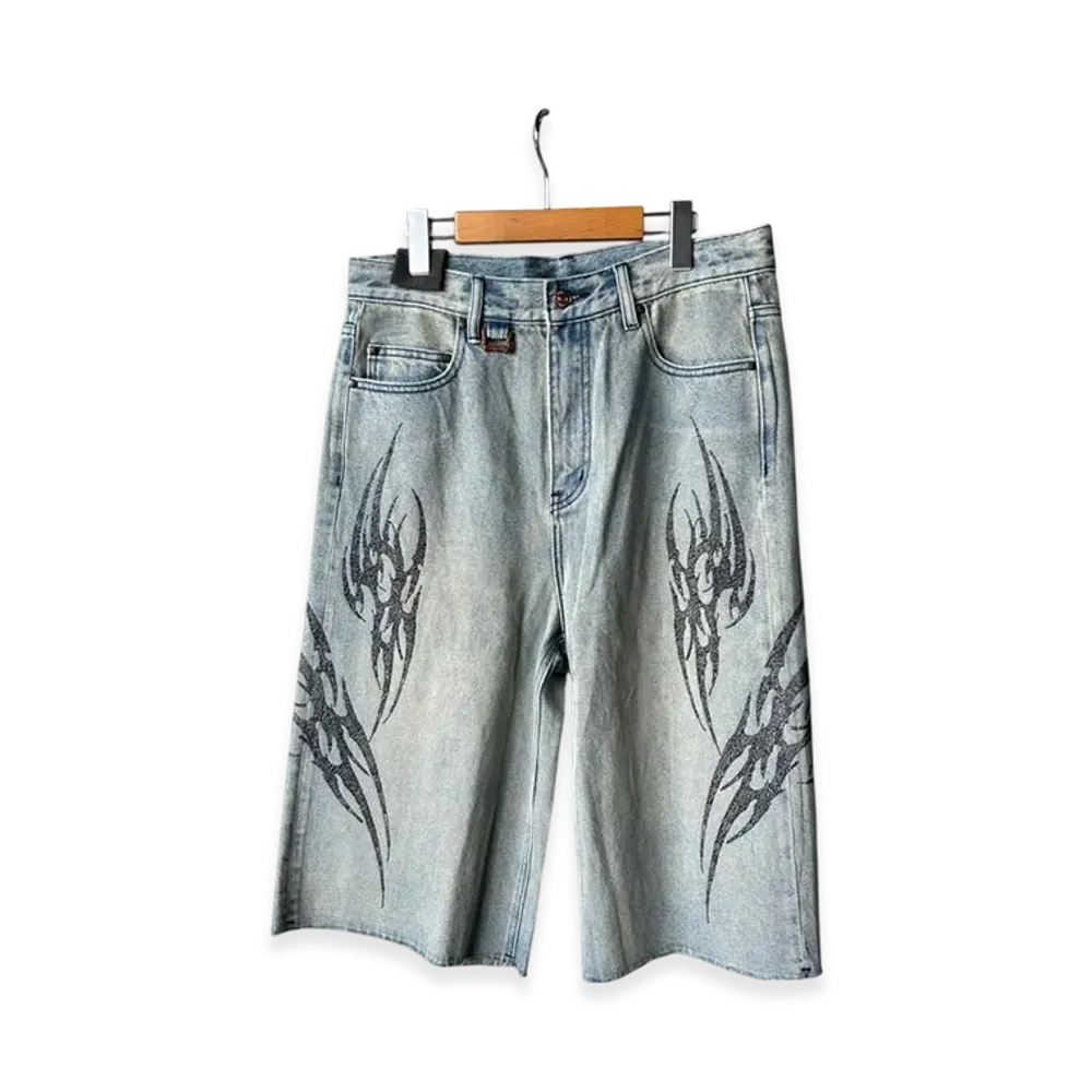 SUPPLIER Tribal Rhinestone Denim Shorts "Blue"