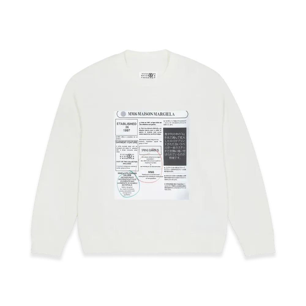 MM6 Maison Margiela Men's Newspaper Print Jersey Sweatshirt "White"
