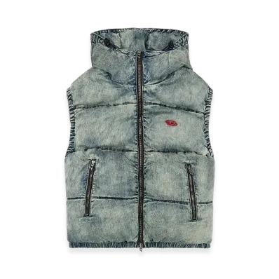 Diesel W-Mons-Sl Padded Vest In Faded Denim "Blue"