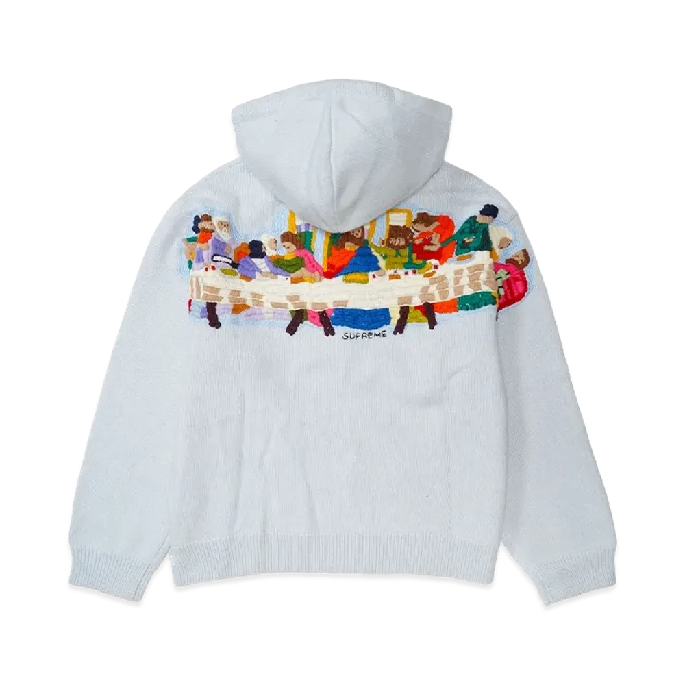 Supreme Last Supper Embroidered Zip Up Hooded Sweater "Light Blue"