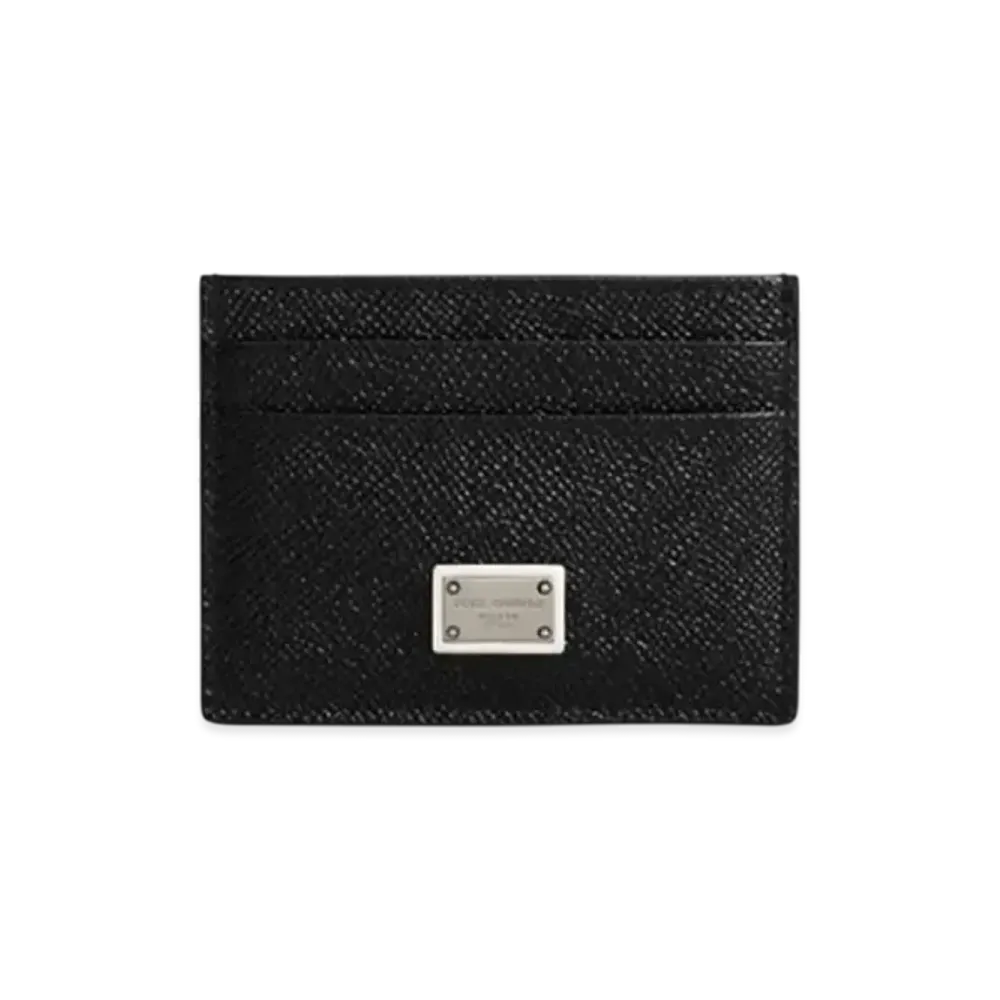 DOLCE&GABBANA Calfskin Card Holder With Branded Plate "Black"