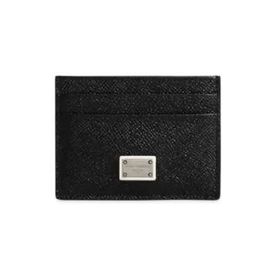 DOLCE&GABBANA Calfskin Card Holder With Branded Plate "Black"