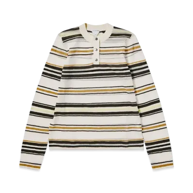 Bottega Veneta Striped Cotton Polo "Dove/yellow/nude"
