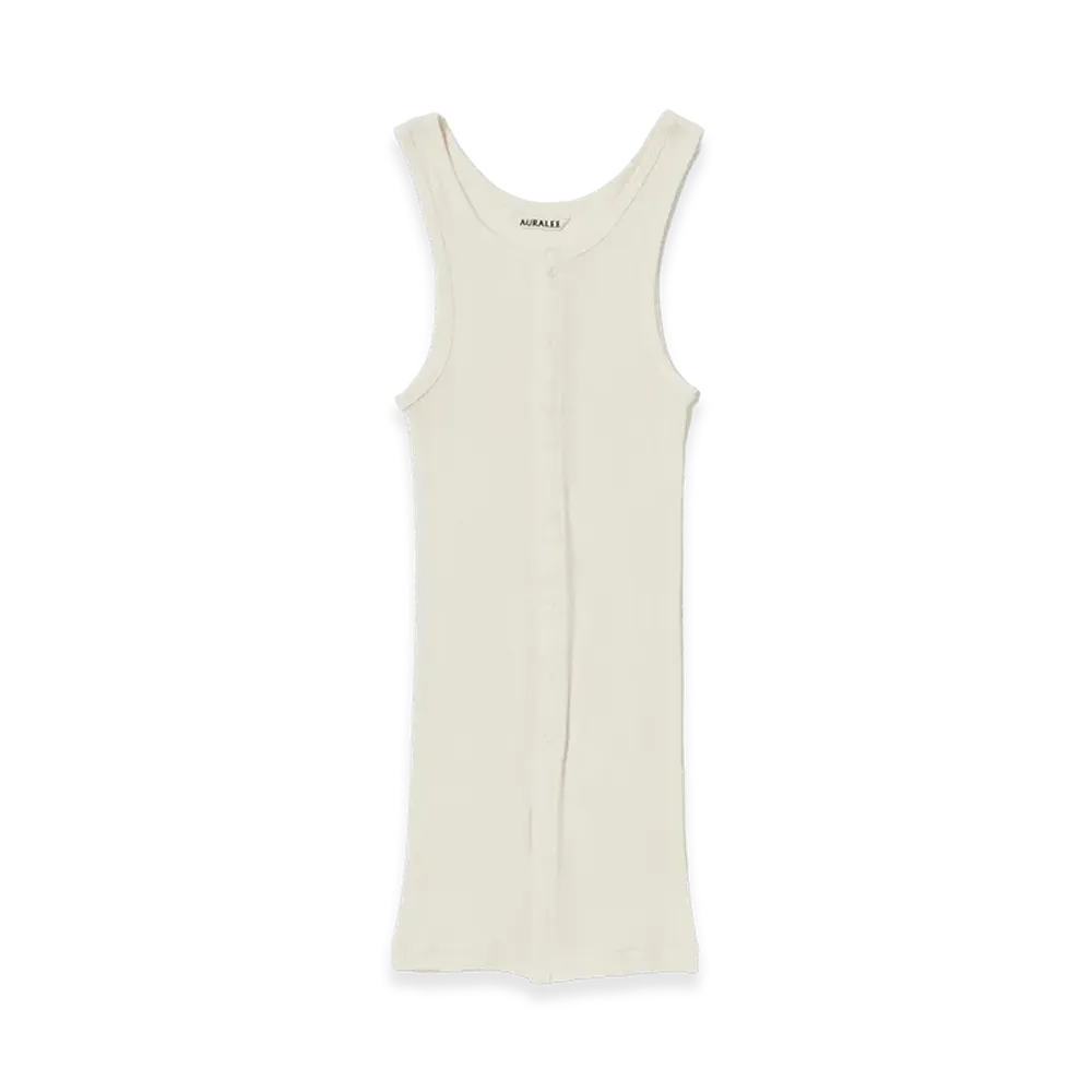 AURALEE Women's Organic Soft Rib Tank "Ivory"