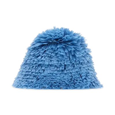 PRADA Women's Embellished Raffia Bucket Hat "Light Blue"