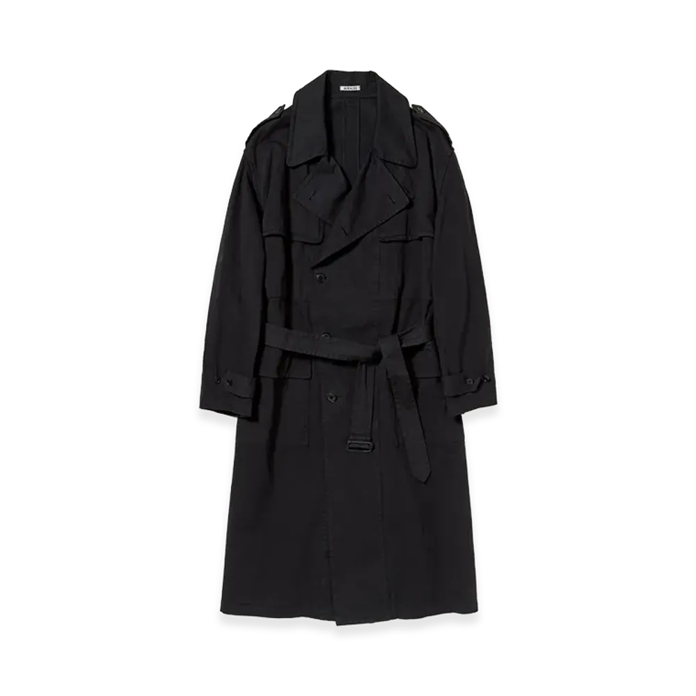 AURALEE Garment-Dyed Textured Chino Coat "Black"