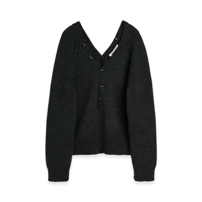 OUR LEGACY Women's Country Henley "Charcoal Dry Merino Wool"