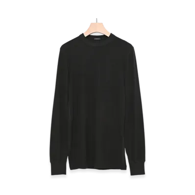 COMOLI Cotton Cashmere Base Layer Long Sleeve Crew "Black"