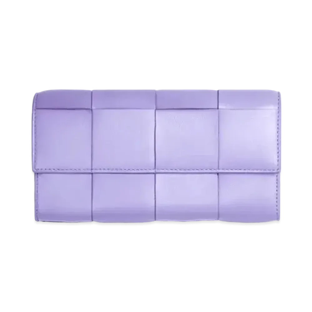 Bottega Veneta Casette Maxi Intrecciato Lambskin Long Wallet "Wisteria"