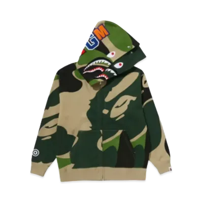 A BATHING APE Mega ABC Camo Double Shark Relaxed Fit Full Zip Hoodie "Green"