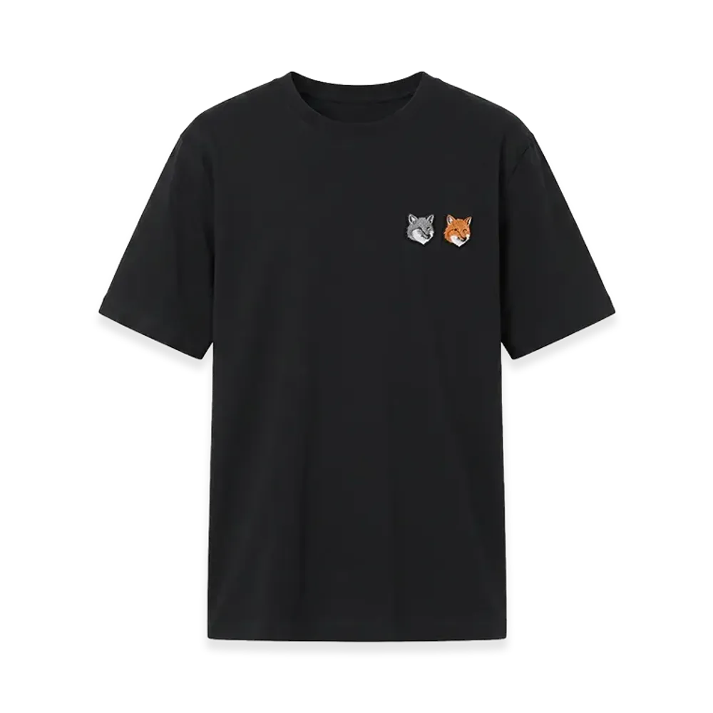 Maison Kitsune Women's Short Sleeve Double Fox Head Fox Embroidery Crewneck T-Shirt "Black"