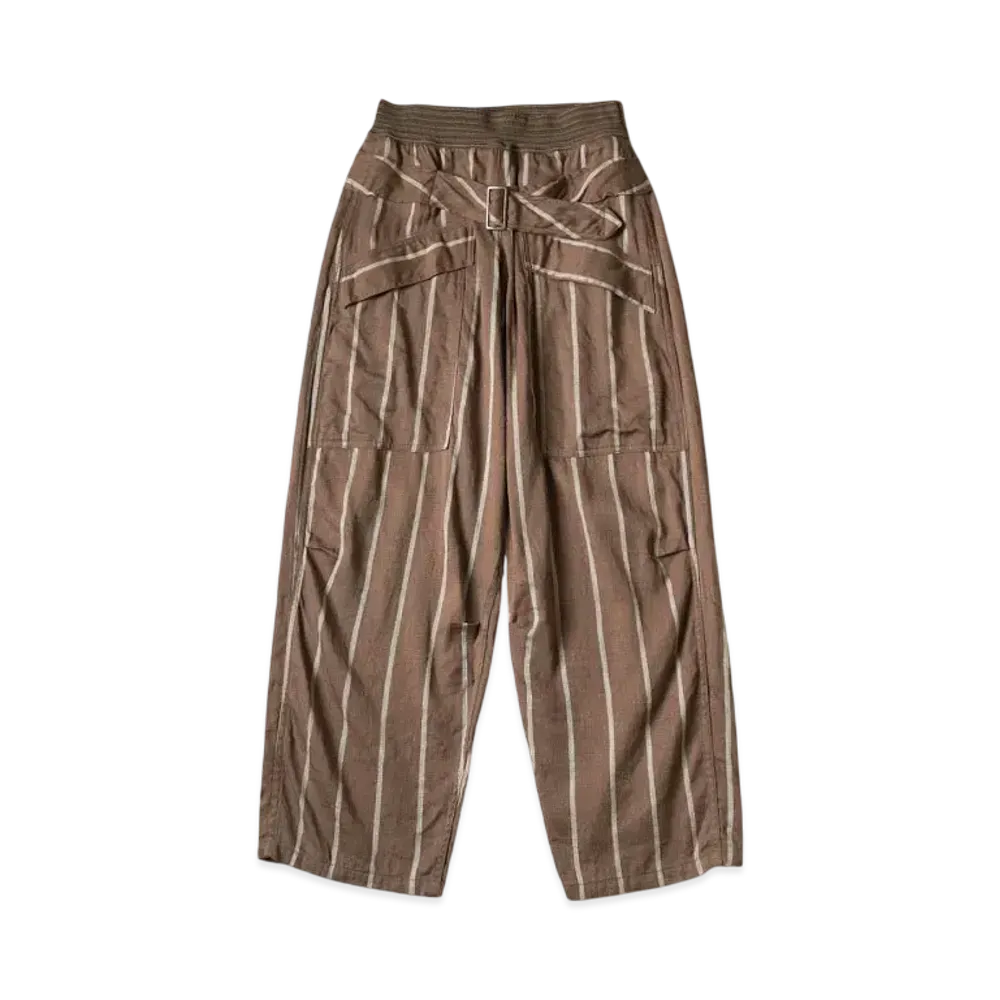 KAPITAL Linen Phillies Stripes Aviator Suit Cut Pants "Brown"