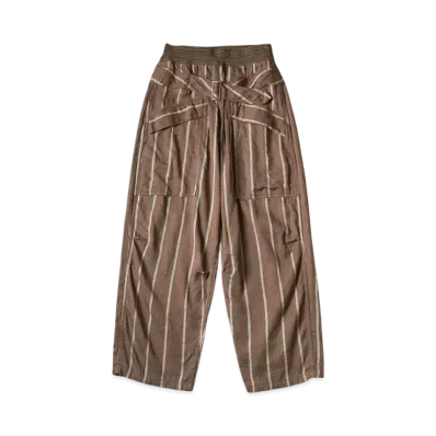 KAPITAL Linen Phillies Stripes Aviator Suit Cut Pants "Brown"