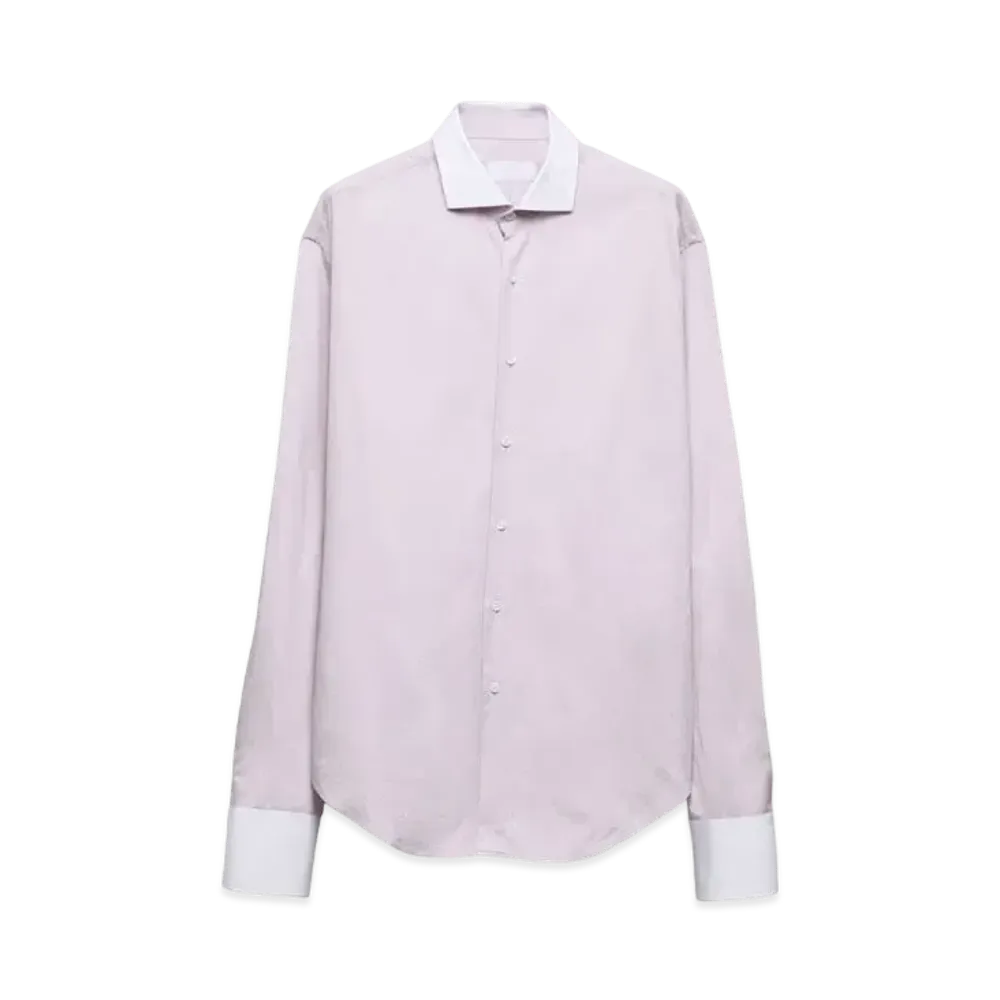PRADA Men's Cotton Shirt "Light Purple/White"