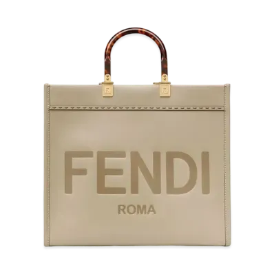 FENDI Sunshine Shopper Leather Bag "Beige"