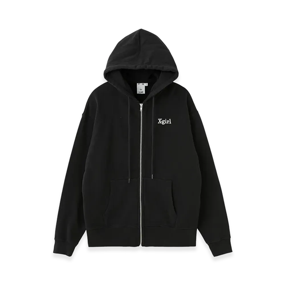 X-Girl Embroidered Logo Zip Up Sweat Hoodie "Black"