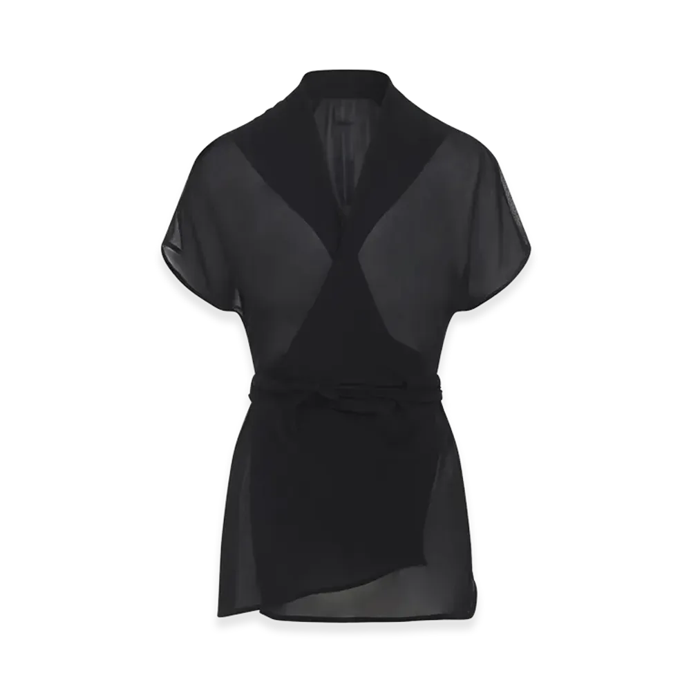 Rick Owens Women's Laura Silk Wrap Top "Black"