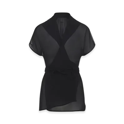 Rick Owens Women's Laura Silk Wrap Top "Black"