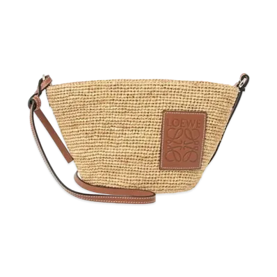 LOEWE Pochette Bag In Raffia And Calfskin "Natural / Tan"