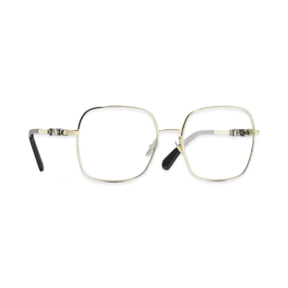 CHANEL Square Blue Light Glasses Metal Transparent Blue Light Filtering "Light Gold"