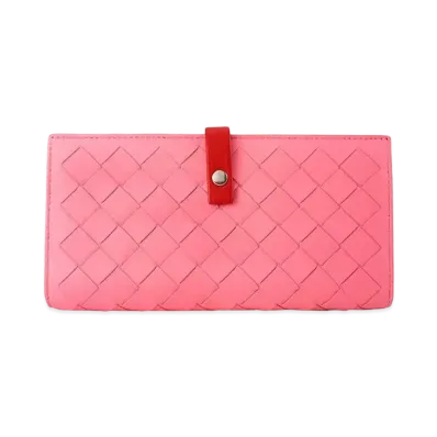 Bottega Veneta Intrecciato Lambskin Calfskin Bi-fold Wallet "Rosa"