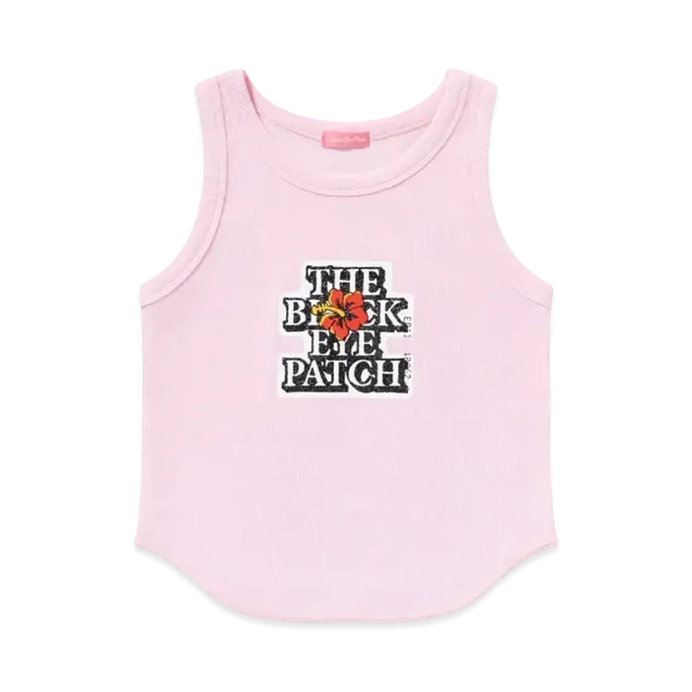BlackEyePatch Hibiscus OG Label Cropped Tank "Pink"