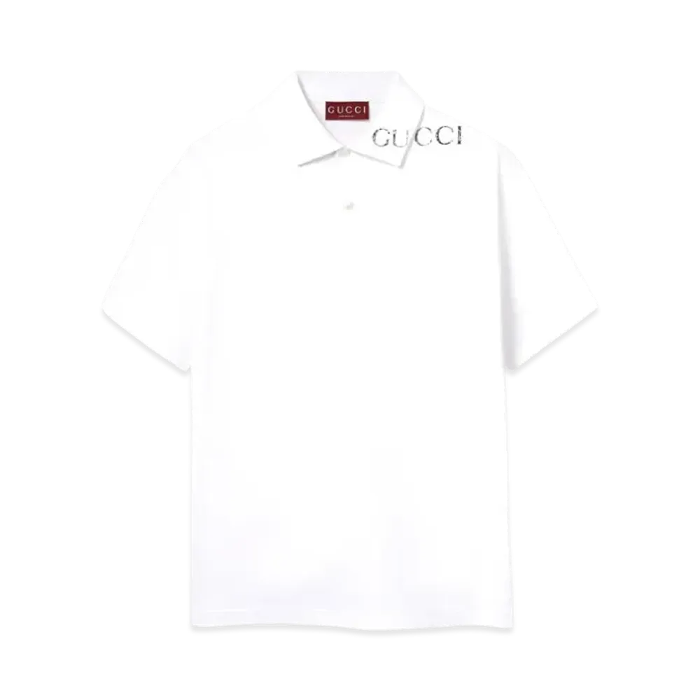 GUCCI Printed Cotton Polo Shirt "White"