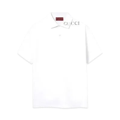 GUCCI Printed Cotton Polo Shirt "White"