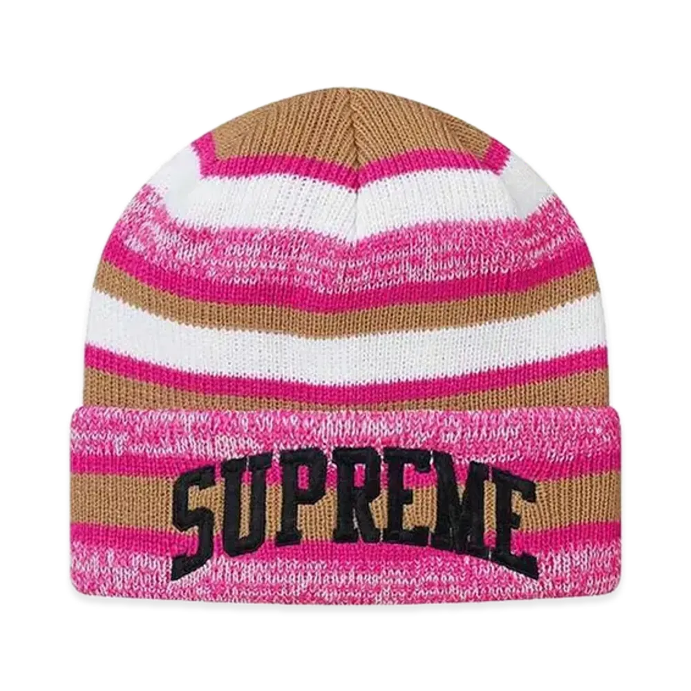 Supreme Heather Stripe Beanie "Pink"