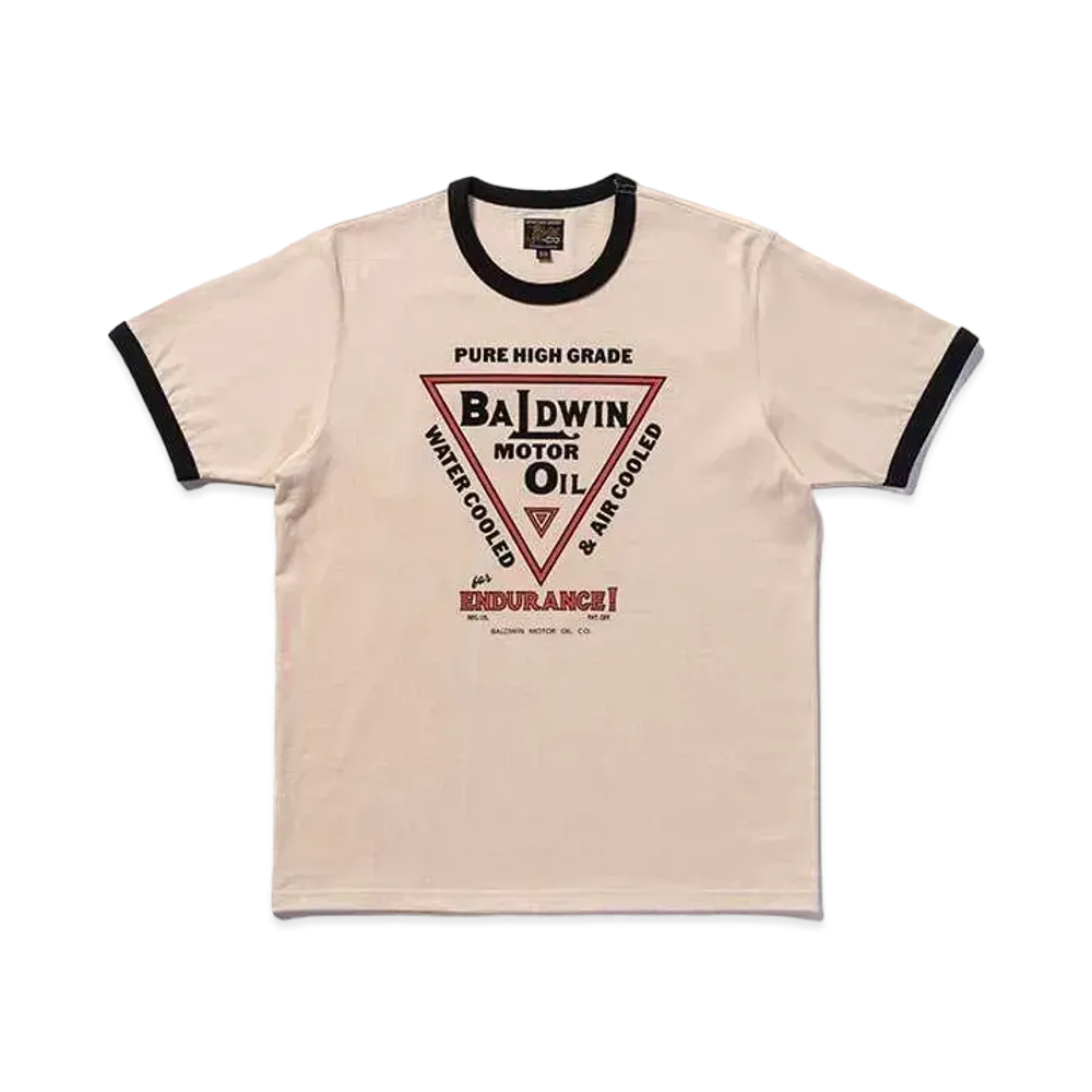 THE REAL McCOY'S Joe Mccoy Tee / Baldwin Motor Oil "Ecru x Black"