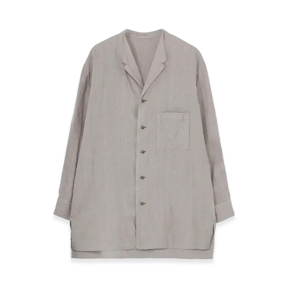 Yohji Yamamoto POUR HOMME Garment Dye Flax Notched Blouse "Gray"
