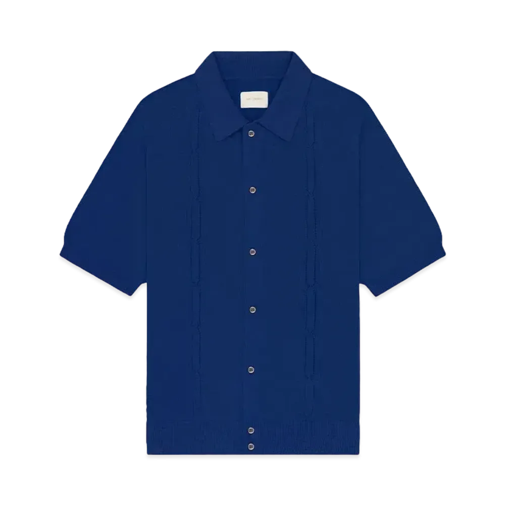 Aime Leon Dore Pointelle Polo Cardigan "Blue"