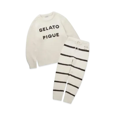 GELATO PIQUE HOMME Powder Logo Jacquard Pullover & Long Pants Set "Off White"