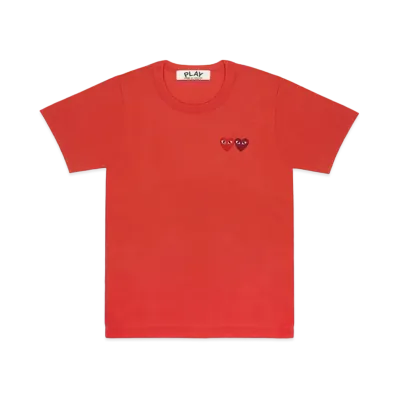 PLAY COMME des GARCONS T-Shirt With Double Heart Mens "Red"