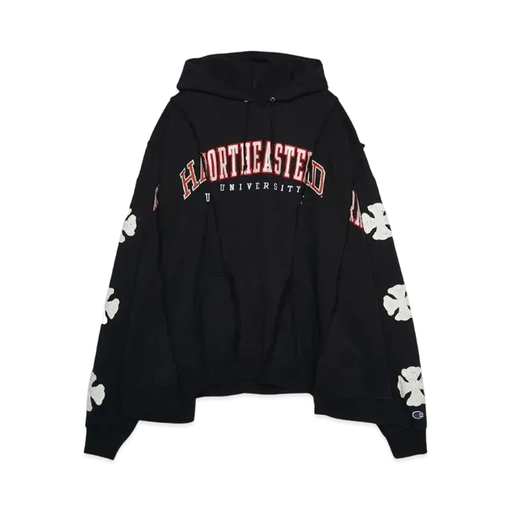 DISCOVERED LOOPING WIDE COLLEGE HOODIE with IRON CROSS CROCHET_ver.03 "WHITE"