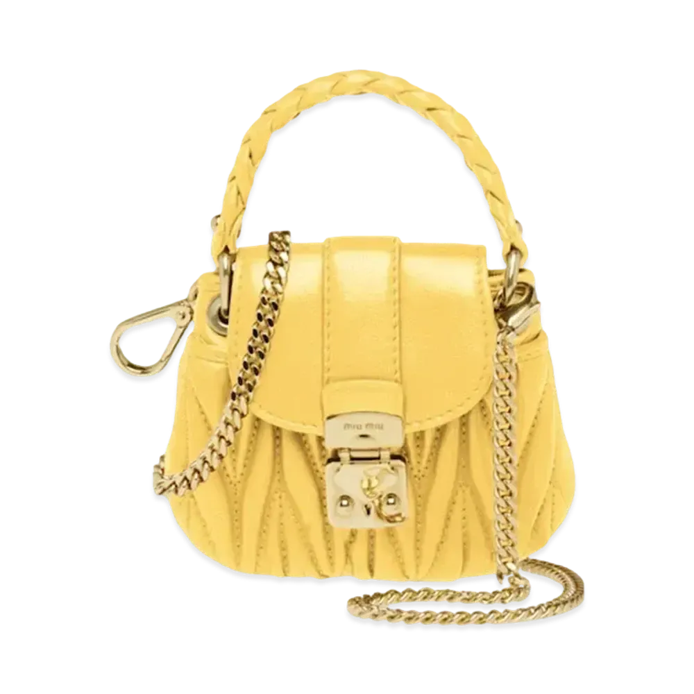 MIU MIU Me Ukofer Materassenapa Leather Mini Pouch "Yellow"