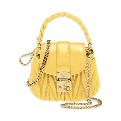 MIU MIU Me Ukofer Materassenapa Leather Mini Pouch "Yellow"
