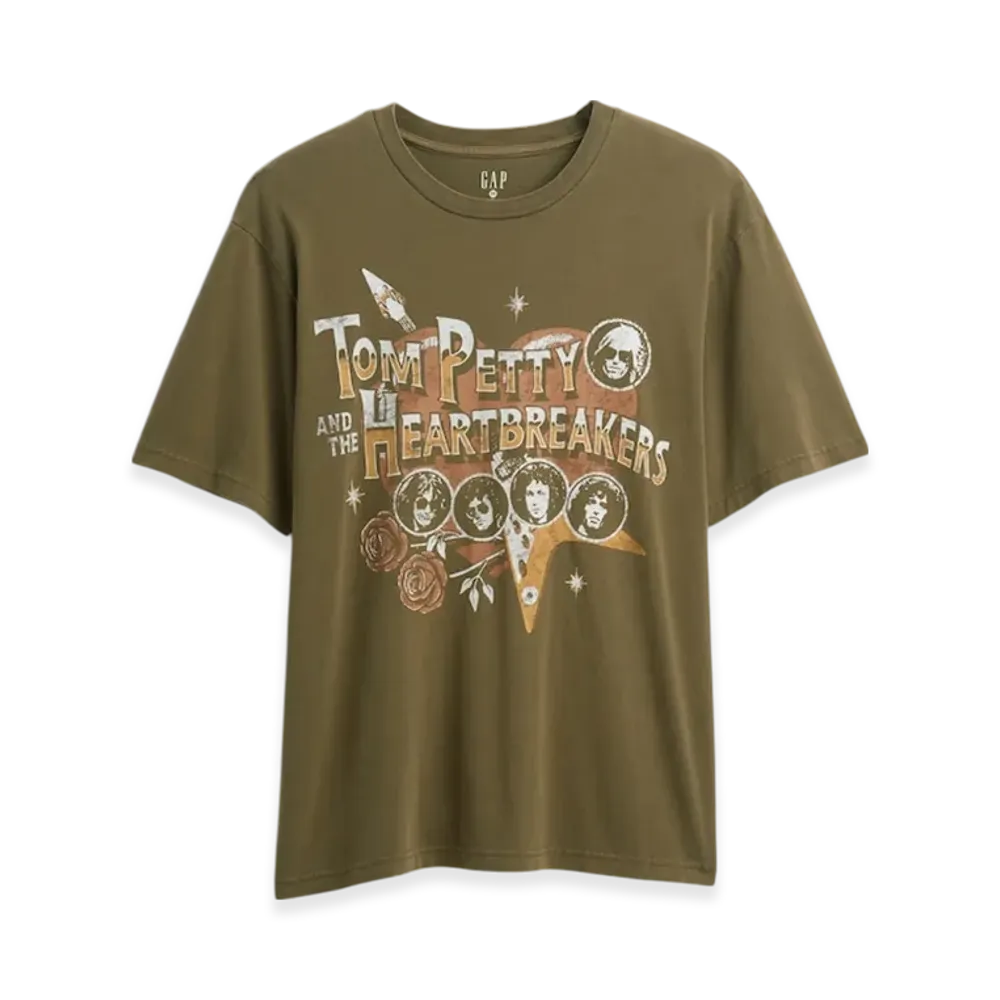 GAP Tom Petty & The Heartbreakers Relaxed Graphic T-Shirt "Dark Olive"