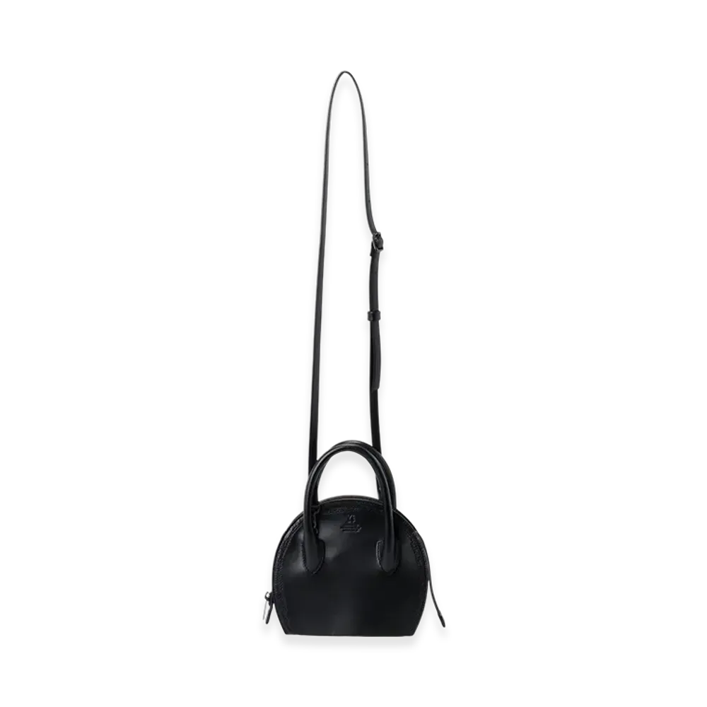 Y's Semi-Gloss Leather Chopped Round Bag "Black"