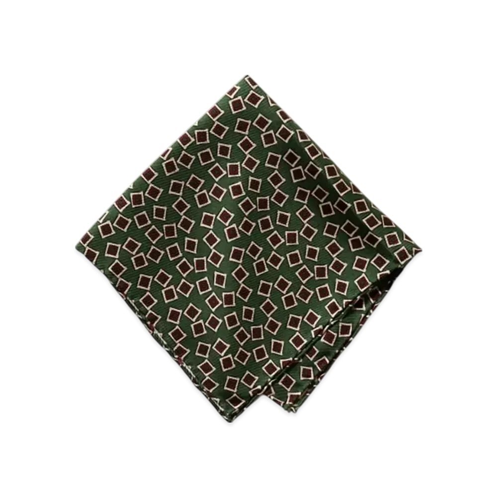 BEAMS BEAMS PLUS / Pocket Chief Square Fine Pattern Print "Green"