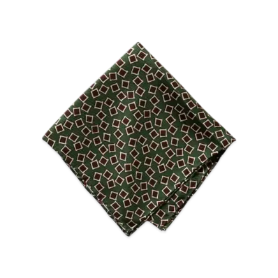 BEAMS BEAMS PLUS / Pocket Chief Square Fine Pattern Print "Green"
