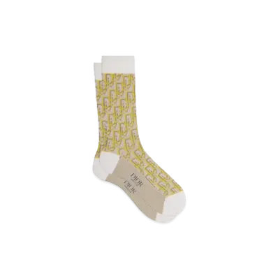 Dior Dior Oblique Socks Technical Cotton Jacquard "White/Yellow"