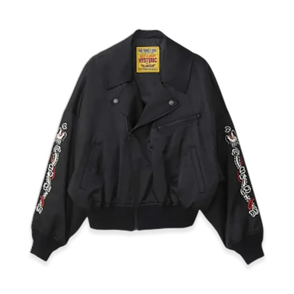HYSTERIC GLAMOUR Dragon Embroidered Rider'S Sukajan Jacket "Black"