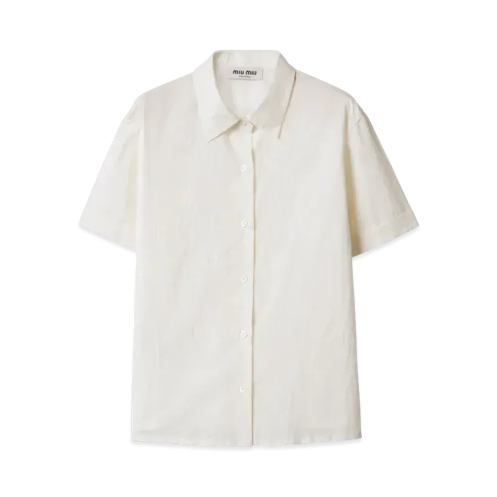 MIUMIU Women's Embroidered Batiste Shirt "Ivory"