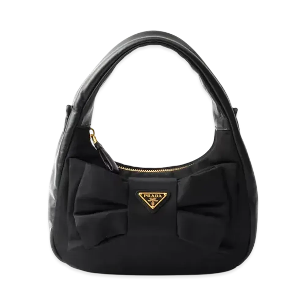PRADA Re-Nylon and Nappa Leather Mini-Bag with Bow "Black"