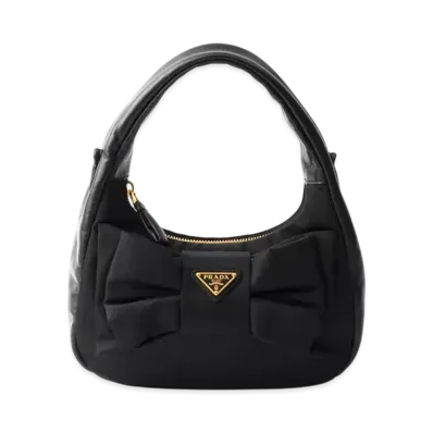 PRADA Re-Nylon and Nappa Leather Mini-Bag with Bow "Black"