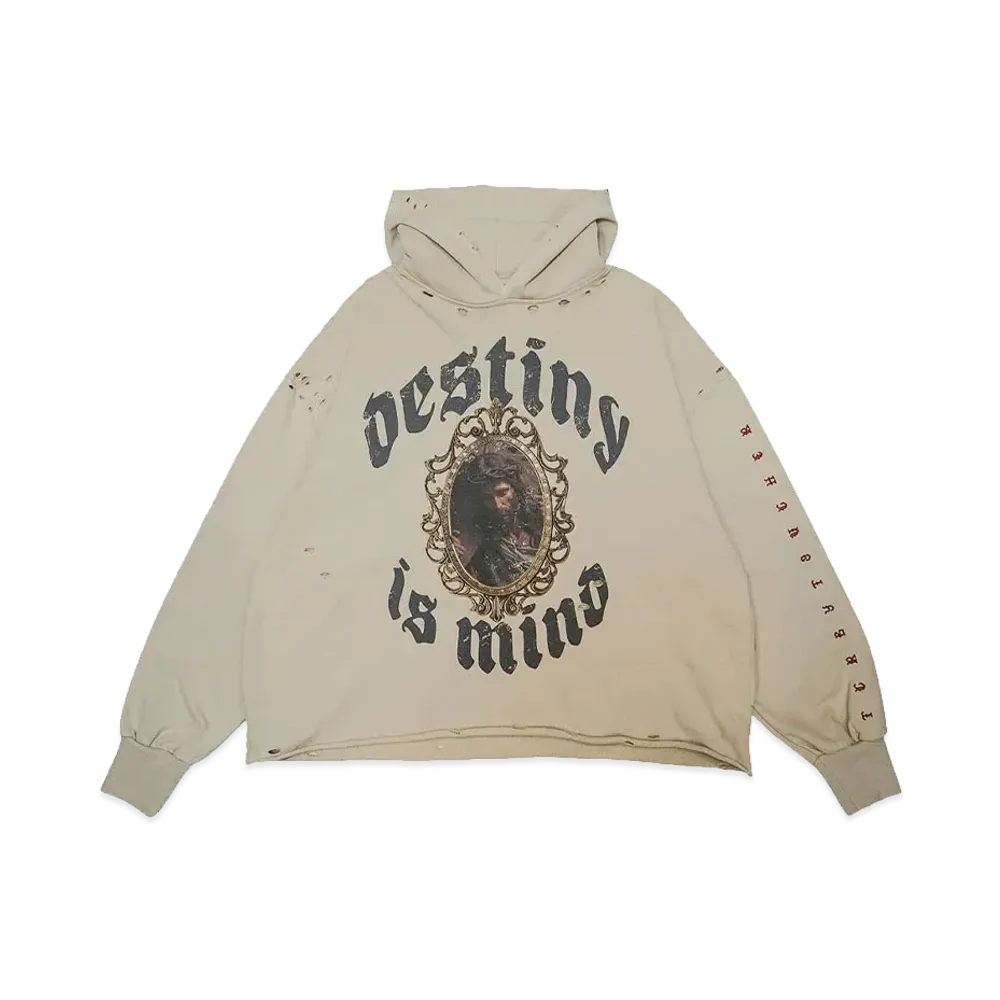T.C.R BY TOUCHER DISTINY CROPPED DAMAGE HOODIE "SAND"