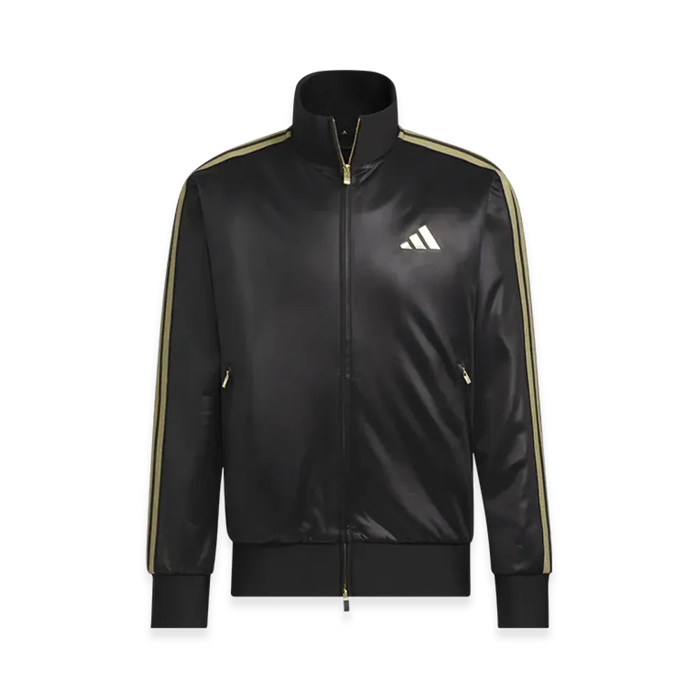 adidas Stadium Gold Loose Fit Hooded Track Top "Black/Gold Metallic"