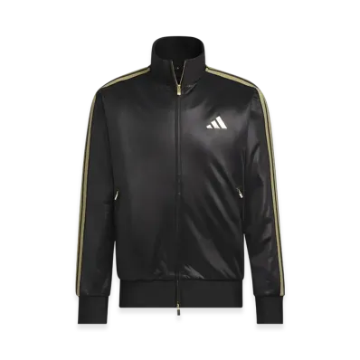 adidas Stadium Gold Loose Fit Hooded Track Top "Black/Gold Metallic"